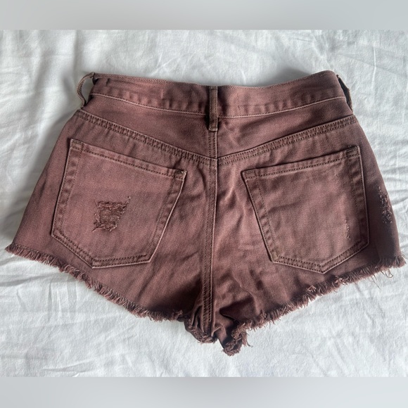 PacSun Bullhead Denim Dusty Rose/ Rust High-Rise Short Size 25 - Picture 2 of 3